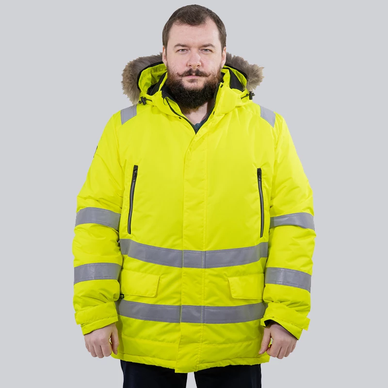 Зимняя сигнальная куртка-парка BRODEKS KW 220 PLUS, желтый/черный